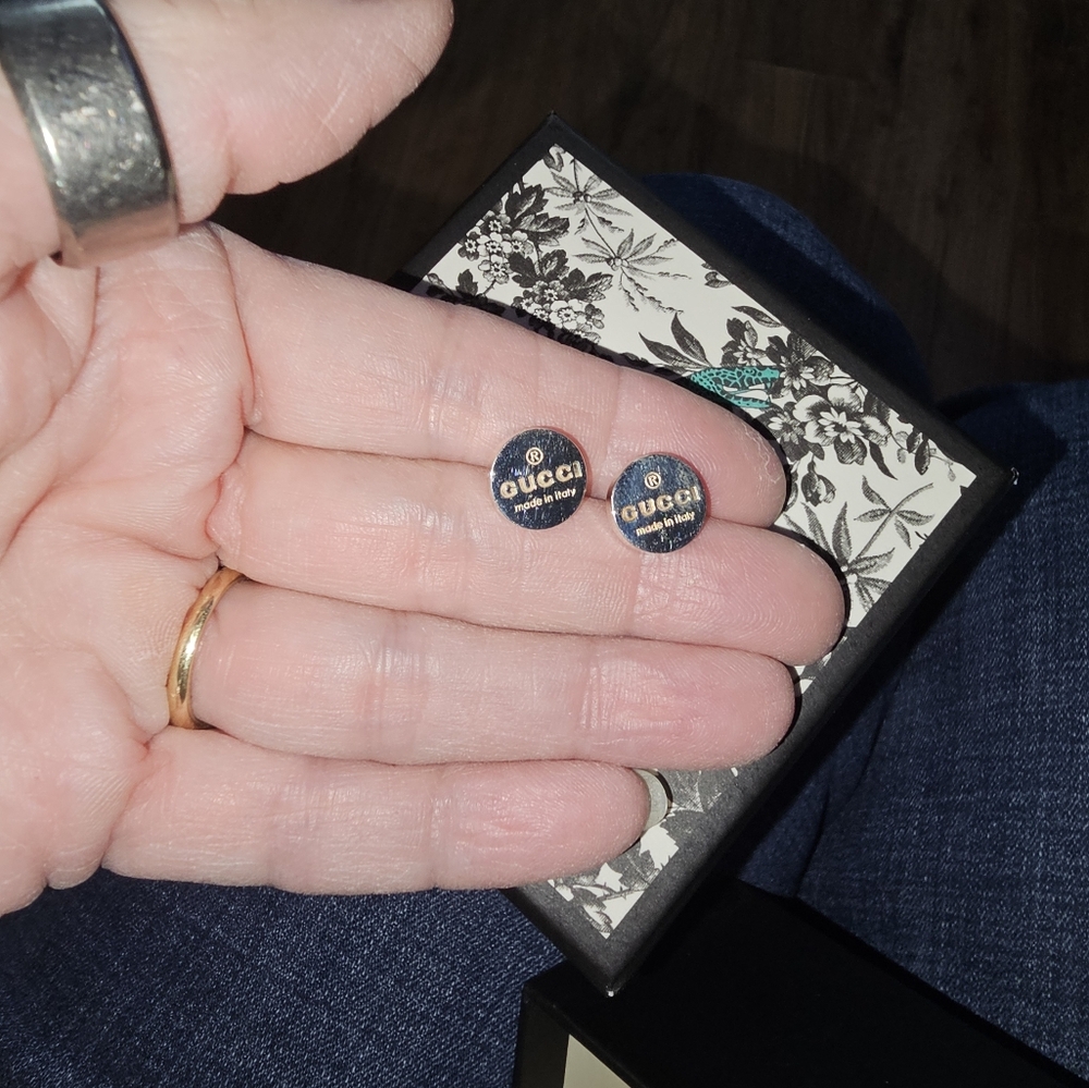 GUCCI Trademark Studs Sterling Silver NWT